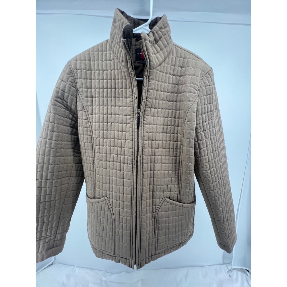 Gallery Quilted Puffer Jacket‎ Stand Collar Zipper Tan Women's Medium